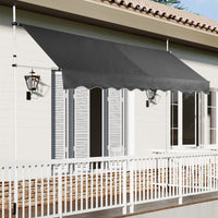 3.5M Manual Retractable Awning, 2-3M Height Adjustable Outdoor Sunshade