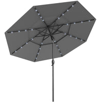 3m Solar Patio Umbrella w/ 32 LED Lights, 3-Tier Vented Top