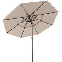 3m Solar Patio Umbrella w/ 32 LED Lights, 3-Tier Vented Top