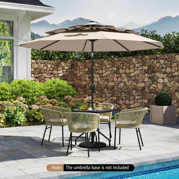 3m Solar Patio Umbrella w/ 32 LED Lights, 3-Tier Vented Top