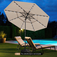 3m Solar Patio Umbrella w/ 32 LED Lights, 3-Tier Vented Top