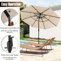 3m Solar Patio Umbrella w/ 32 LED Lights, 3-Tier Vented Top