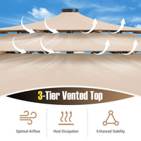 3m Solar Patio Umbrella w/ 32 LED Lights, 3-Tier Vented Top