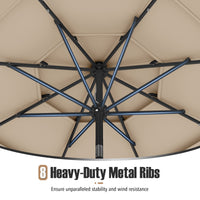 3m Solar Patio Umbrella w/ 32 LED Lights, 3-Tier Vented Top