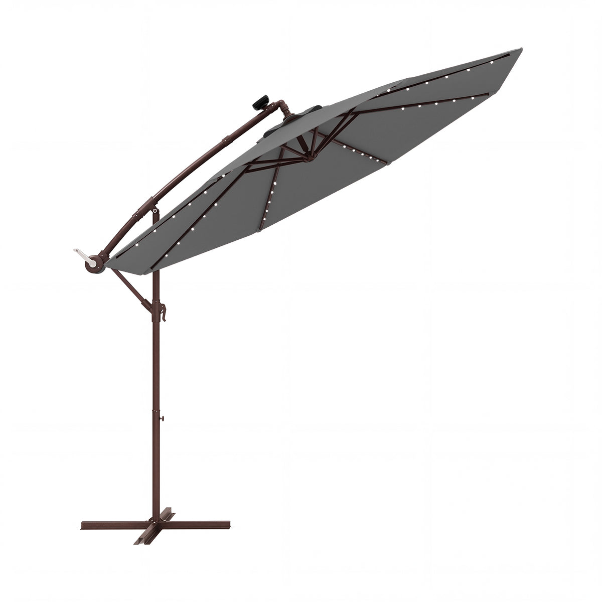 Outdoor Patio 3m Hanging Offset Umbrella w/ 32 LED Lights & Water-proof Canopy