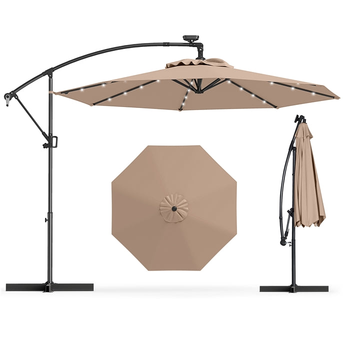 3M Solar LED Offset Cantilever Umbrella with Easy Tilt Adjustment