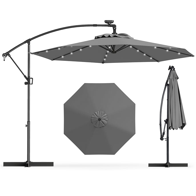 3M Solar LED Offset Cantilever Umbrella with Easy Tilt Adjustment