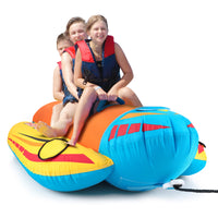 Hot Dog Towable Tube for Boating, 1-3 Person 510 lbs Capacity Inflatable Boat Tube with Full Nylon Cover, Water Sports Towables