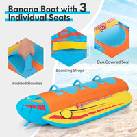 Hot Dog Towable Tube for Boating, 1-3 Person 510 lbs Capacity Inflatable Boat Tube with Full Nylon Cover, Water Sports Towables