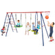 6-in-1 Patio Kids Swing Set Metal Frame with Swings and Climbing Ladder
