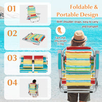 Backpack Beach Chair, Foldable 5-Position Lay Flat Lounge Chair w/ Cup Holder
