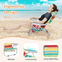 Backpack Beach Chair, Foldable 5-Position Lay Flat Lounge Chair w/ Cup Holder