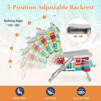 Backpack Beach Chair, Foldable 5-Position Lay Flat Lounge Chair w/ Cup Holder