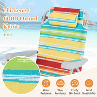 Backpack Beach Chair, Foldable 5-Position Lay Flat Lounge Chair w/ Cup Holder
