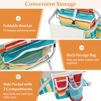 Backpack Beach Chair, Foldable 5-Position Lay Flat Lounge Chair w/ Cup Holder