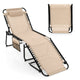 Patio Folding Chaise Lounge with 4-Level Backrest & Detachable Headrest Outdoor（59cm）