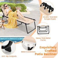 Patio Folding Chaise Lounge with 4-Level Backrest & Detachable Headrest Outdoor（59cm）