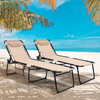 Patio Folding Chaise Lounge with 4-Level Backrest & Detachable Headrest Outdoor（59cm）