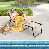 Patio Folding Chaise Lounge with 4-Level Backrest & Detachable Headrest Outdoor（59cm）