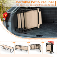 Patio Folding Chaise Lounge with 4-Level Backrest & Detachable Headrest Outdoor（59cm）