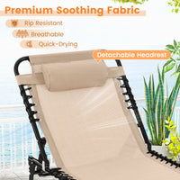 Patio Folding Chaise Lounge with 4-Level Backrest & Detachable Headrest Outdoor（59cm）