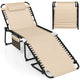 Patio Folding Chaise Lounge with 4-Level Backrest & Detachable Headrest Outdoor（70cm）