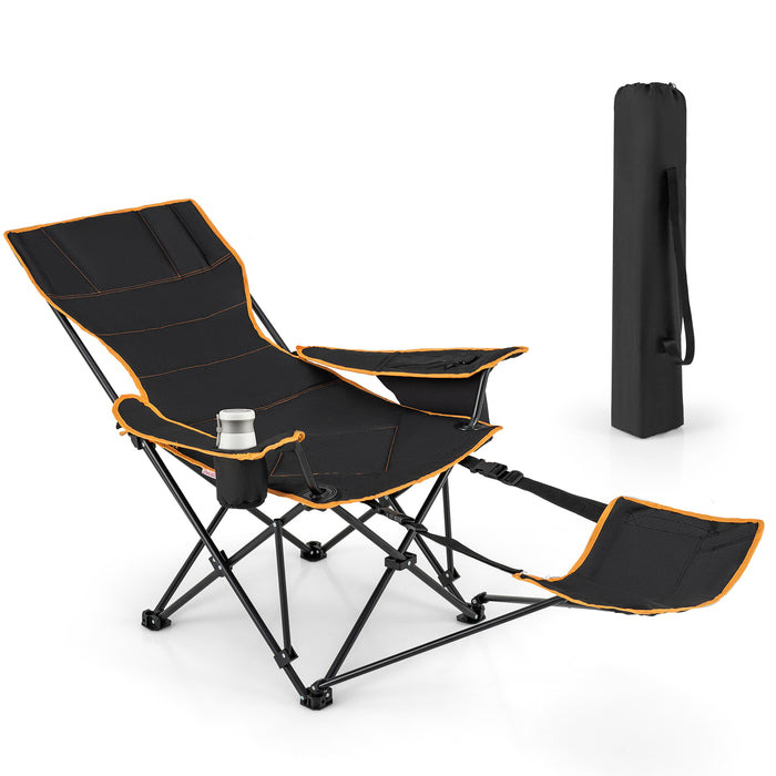 Folding Camping Chair with Footrest, Camping Lounge Chair with Adjustable Backrest