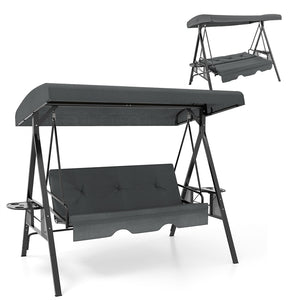 2-in-1 Patio Convertible Swing Chair to Flat Bed