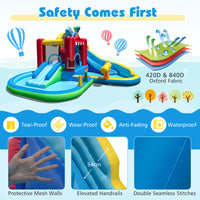 Inflatable Water Park, Water Slide with Splash Pool, Water Cannon, Ring Toss Game