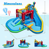 Inflatable Water Park, Water Slide with Splash Pool, Water Cannon, Ring Toss Game