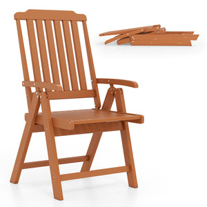 Foldable Patio Chair, All-Weather HDPE Outdoor Dining Chair w/ Armrest