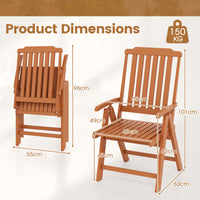 Foldable Patio Chair, All-Weather HDPE Outdoor Dining Chair w/ Armrest