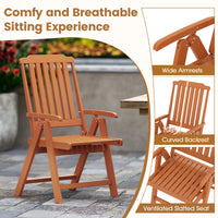 Foldable Patio Chair, All-Weather HDPE Outdoor Dining Chair w/ Armrest