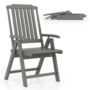 Foldable Patio Chair, All-Weather HDPE Outdoor Dining Chair w/ Armrest