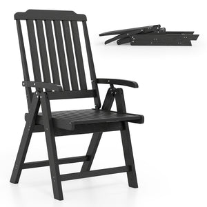 Foldable Patio Chair, All-Weather HDPE Outdoor Dining Chair w/ Armrest