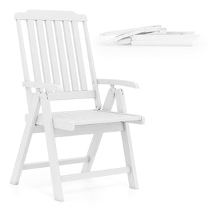 Foldable Patio Chair, All-Weather HDPE Outdoor Dining Chair w/ Armrest