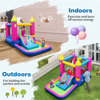 Inflatable Bounce House, 4-in-1 Kids Princess-themed Bouncer w/ Slide