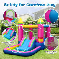 Inflatable Bounce House, 4-in-1 Kids Princess-themed Bouncer w/ Slide