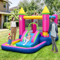 Inflatable Bounce House, 4-in-1 Kids Princess-themed Bouncer w/ Slide