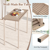 3 Pieces Patio Bar Table Set, Outdoor Bar Height Table & 2 Armless Chairs w/ Rattan Seat