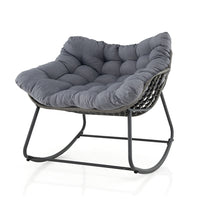 Outdoor Rocking Chair, Oversized Patio PE Wicker Egg Chair