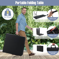 180cm Outdoor Portable Folding Table, 160kg Fold-in-Half Table w/ HDPE Tabletop, Safe Lock Mechanism, Patio Folding Dining Table w/ Carrying Handle for Party, Picnic, Camping