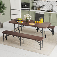 Folding Picnic Table Set with 2 Benches and 180cm Table