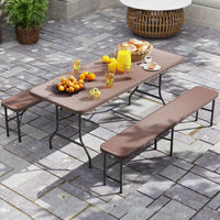 Folding Picnic Table Set with 2 Benches and 180cm Table