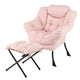 Lazy Chair with Ottoman, Modern Accent Chair with Folding Footrest, Head Pillow, Armrests