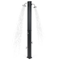 35 L Solar Heated Outdoor Shower w/ Dual Shower Heads, 2.2 M Outdoor Shower w/ 2 Swivel Shower Heads & 2 Foot Showers