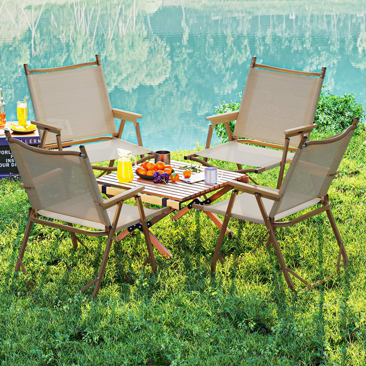 Folding Camp Chairs Set of 2, Lightweight Beach Chairs with Aluminum Frame
