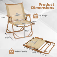 Folding Camp Chairs Set of 2, Lightweight Beach Chairs with Aluminum Frame