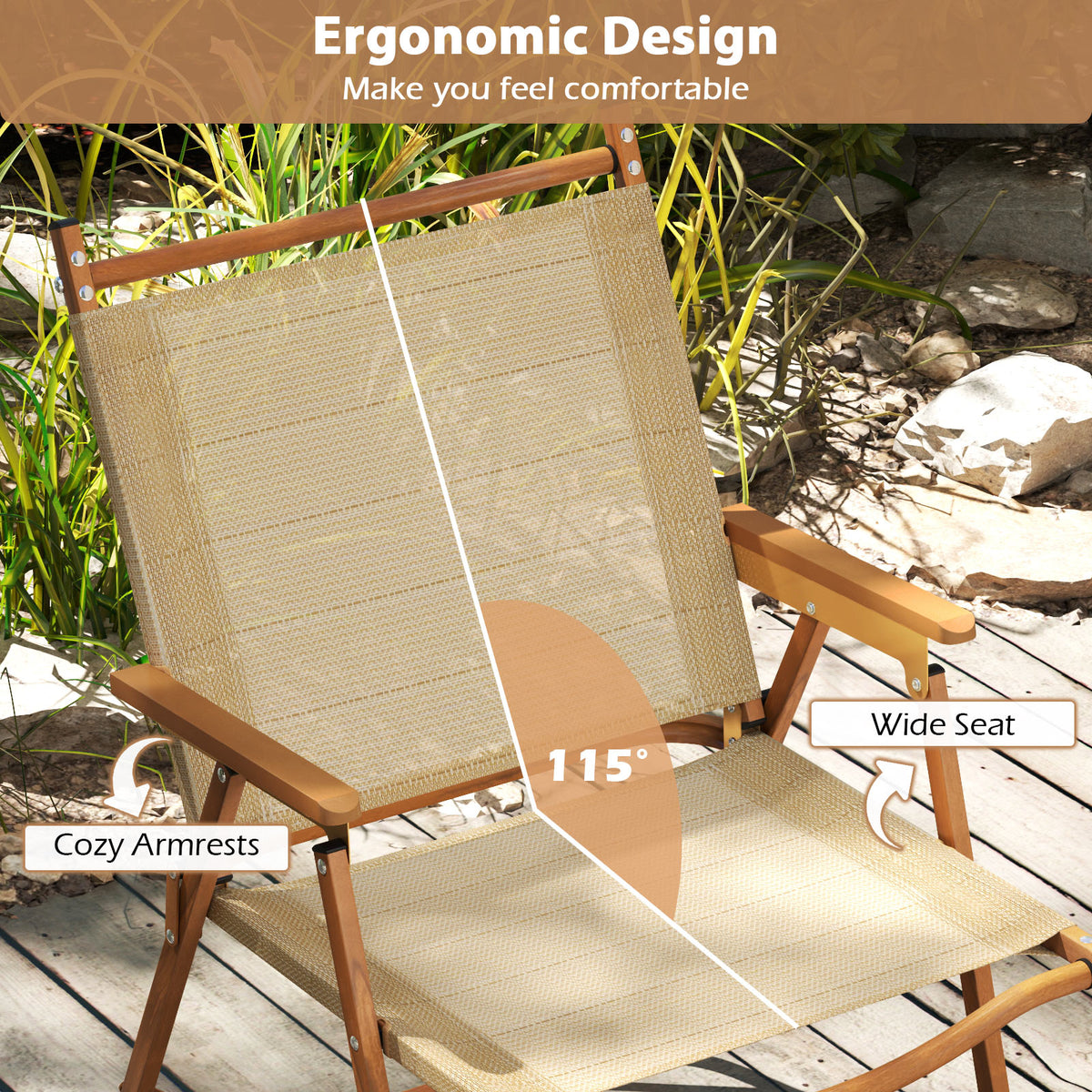 Folding Camp Chairs Set of 2, Lightweight Beach Chairs with Aluminum Frame