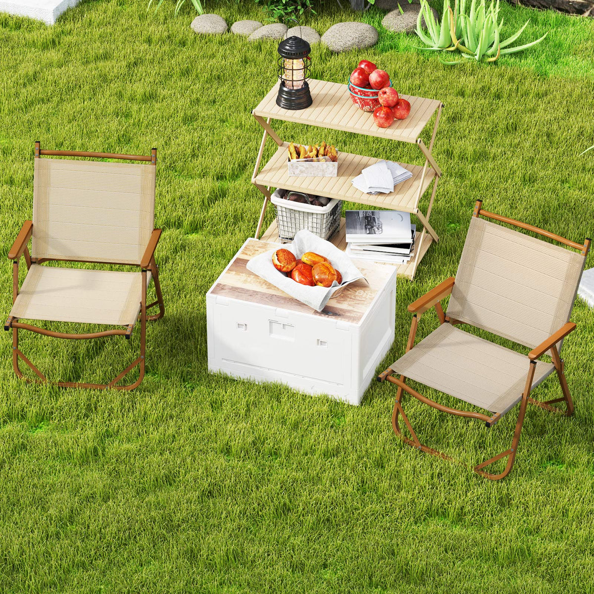 Folding Camp Chairs Set of 2, Lightweight Beach Chairs with Aluminum Frame